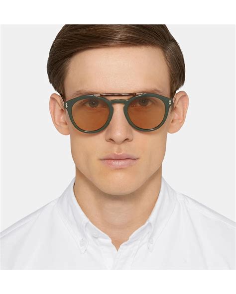 gucci round-frame tortoiseshell acetate and gold-tone sunglasses|men's Gucci tortoise shell sunglasses.